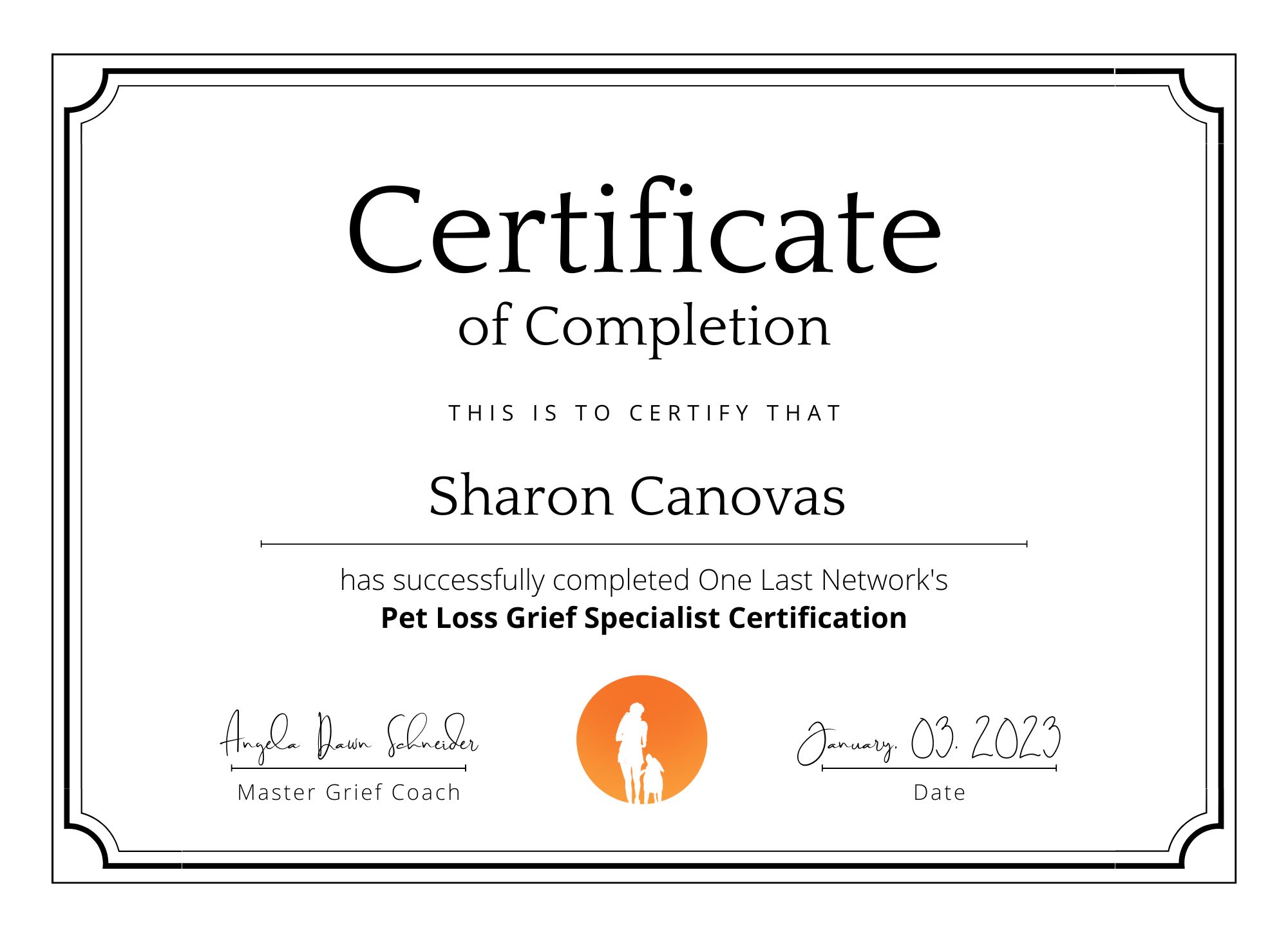 Copy of Pet loss grief specialist certificate Pet Grief certification, Hamilton, ON