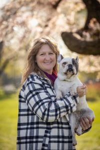 white bulldog with his mom at Gage Park, Hamilton, ON