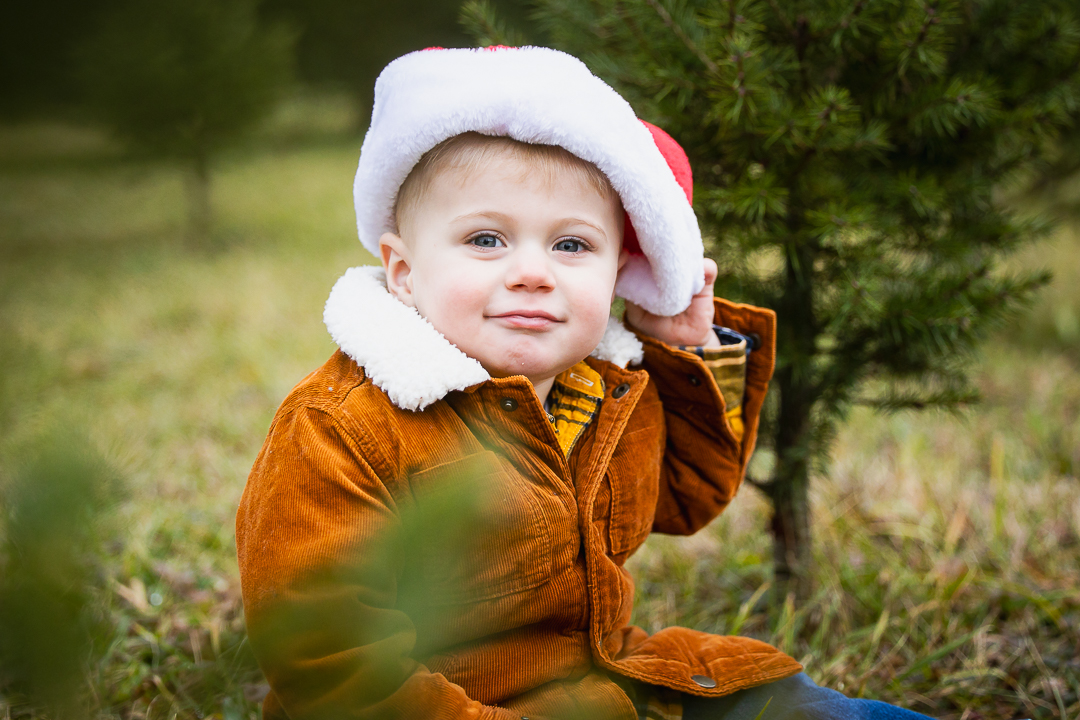 little boy posing at a Christmas Mini Session in Hamilton, Ontario