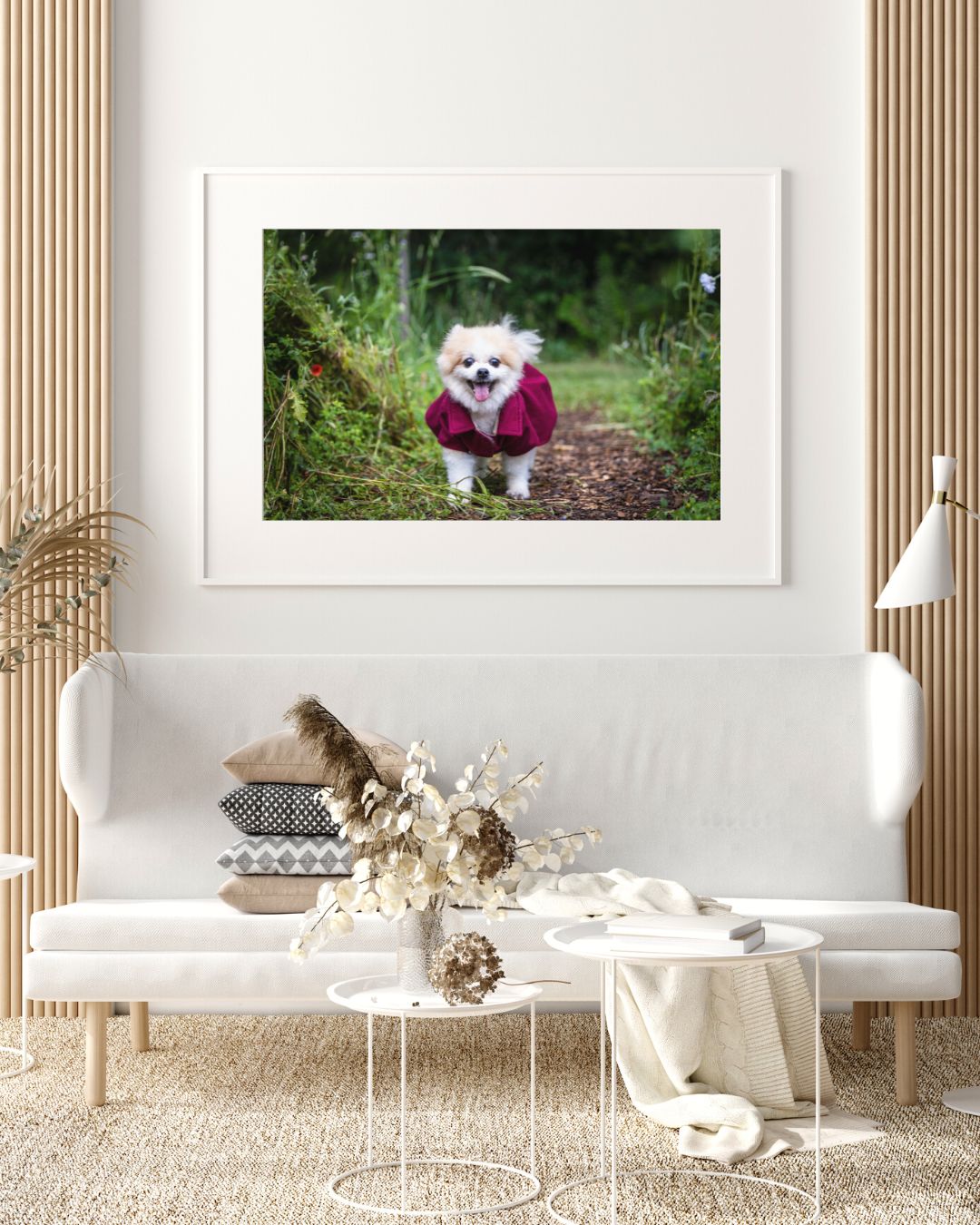 Beige White Aesthetic Modern Living Room Wall Art Photography Poster Frame Mockup Instagram Post