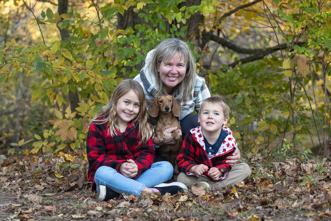 dog and family photography family and pet photoshoot in Burlington at Lowville Park