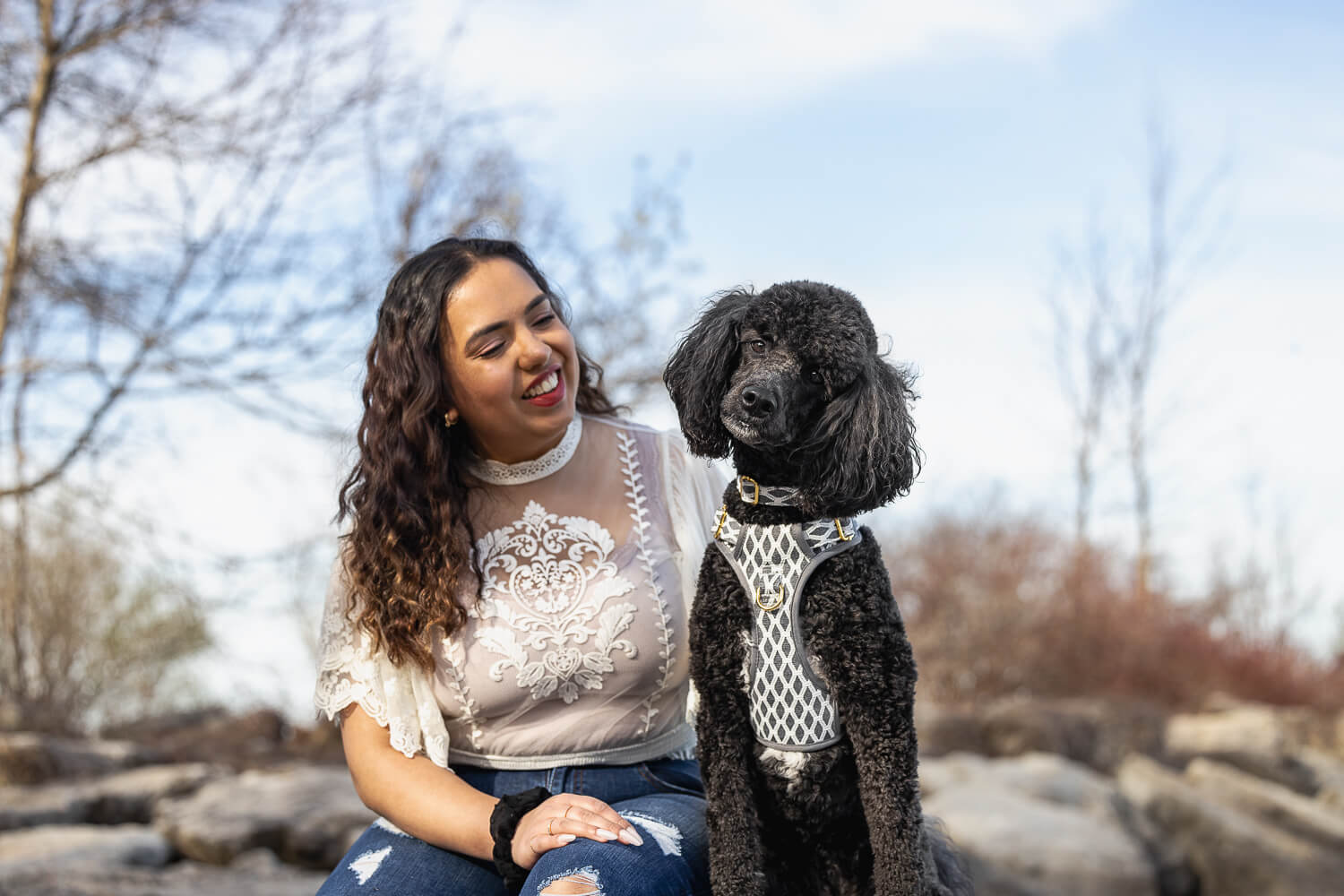 black poodle at Jack Darling Memorial Park dog and pet owner at Jack Darling Memorial Park
