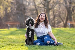dog and pet owner during a dog photoshoot in Mississauga