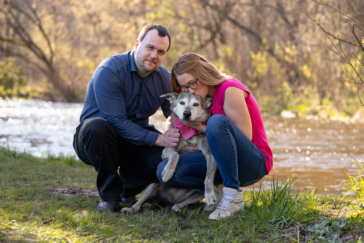 dog and owner photoshoot in Burlington, ON human saying goodbye to a dog during an end of life photoshoot in Burlington