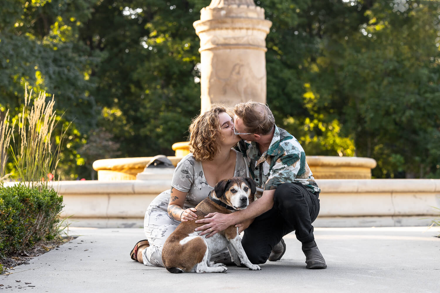 family pet pictures at Gage Park family portrait with a dog at Gage Park
