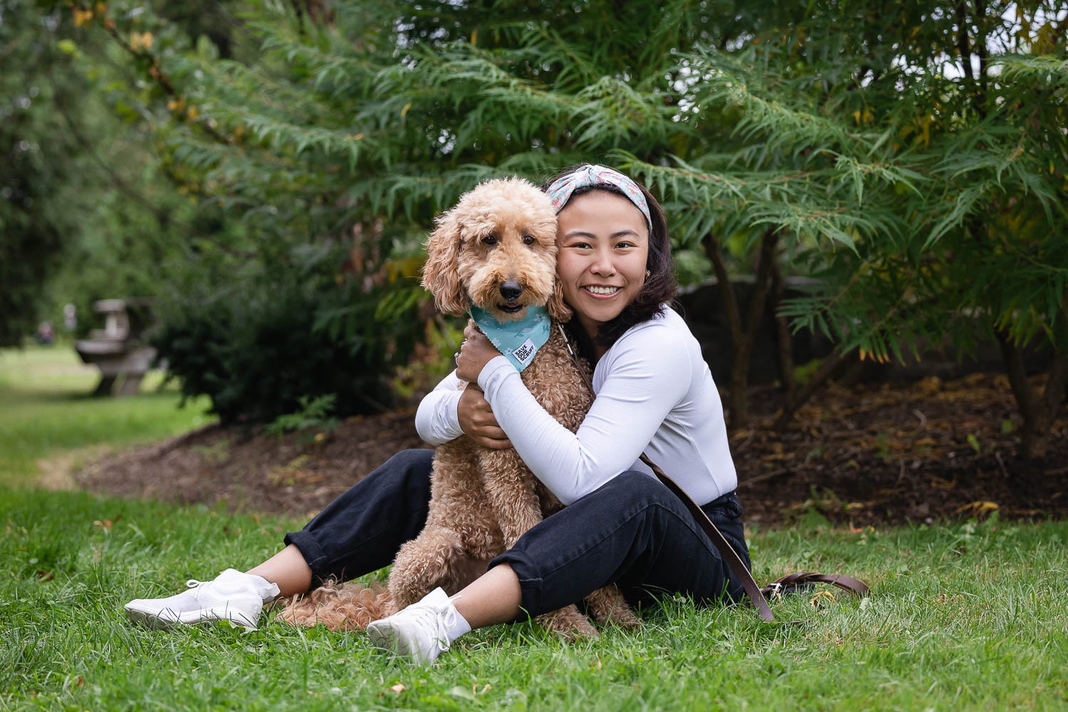 save our scruff event Dog mom and her dog posting at Save Our Scruff 10th Anniversary