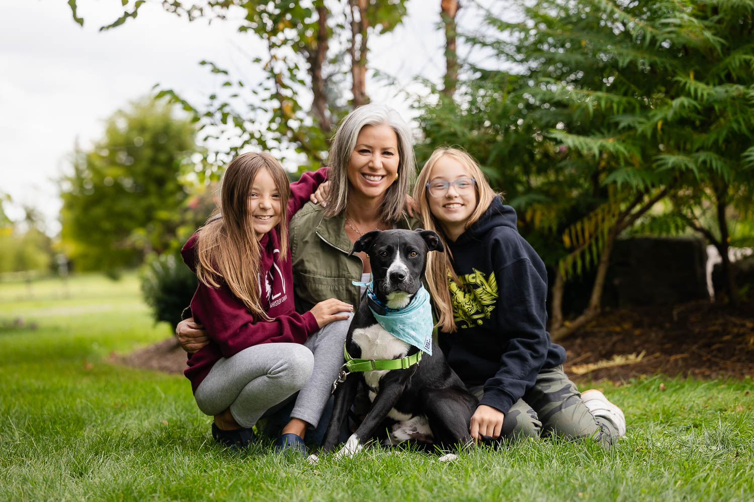 save our scruff family event Family and dog portrait at the West Avenue Cider House.