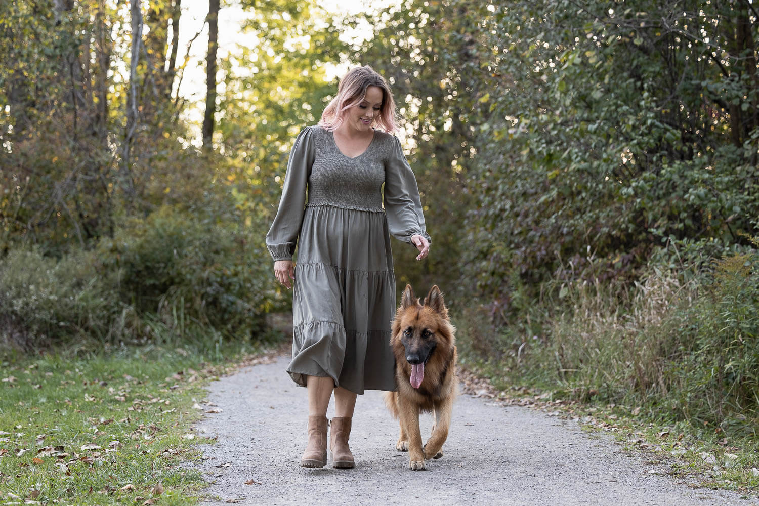 family dog photoshoot grimsby ontario a dog walking image at Southward Park in Grimsby.