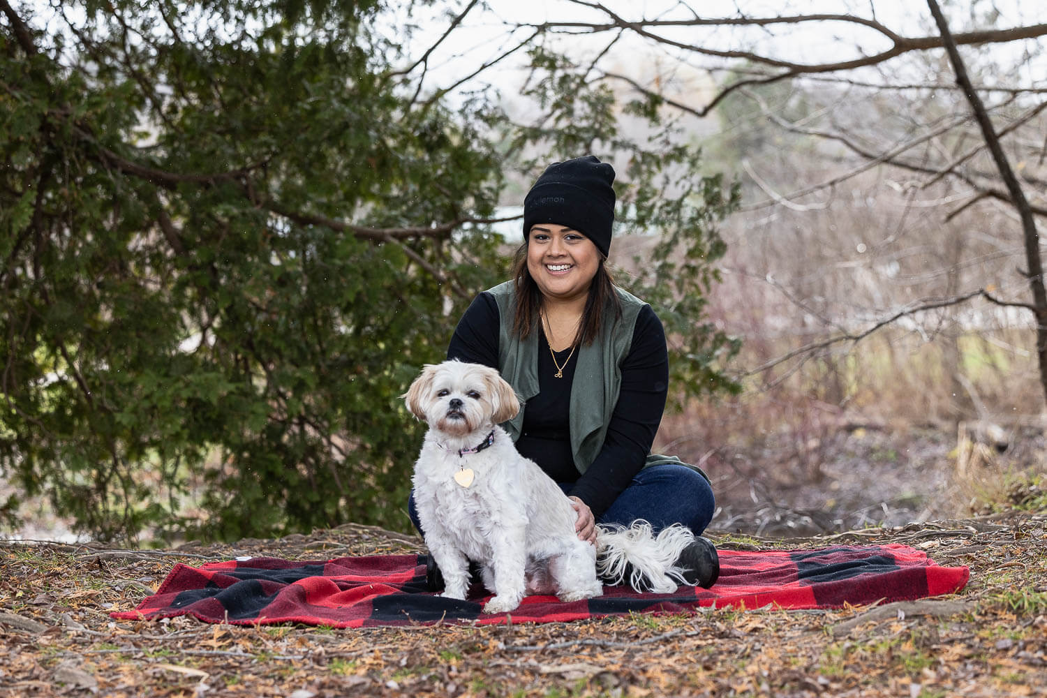 family photo with dog at Lowville Park family photo with a dog at Lowville Park